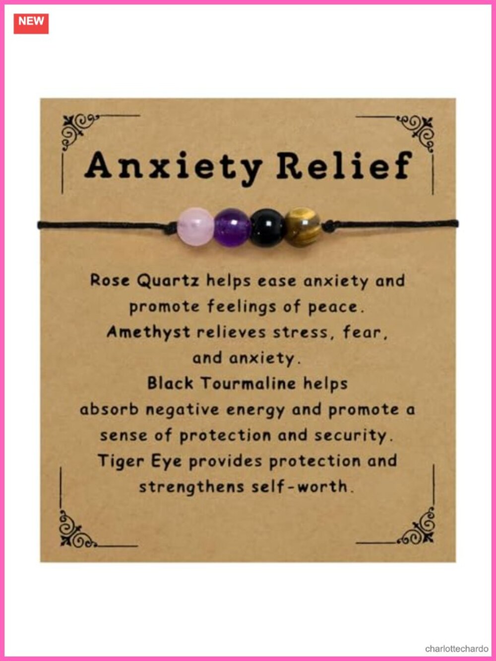 Anxiety Relief Crystal Bracelet Adjustable Healing Stone Gift